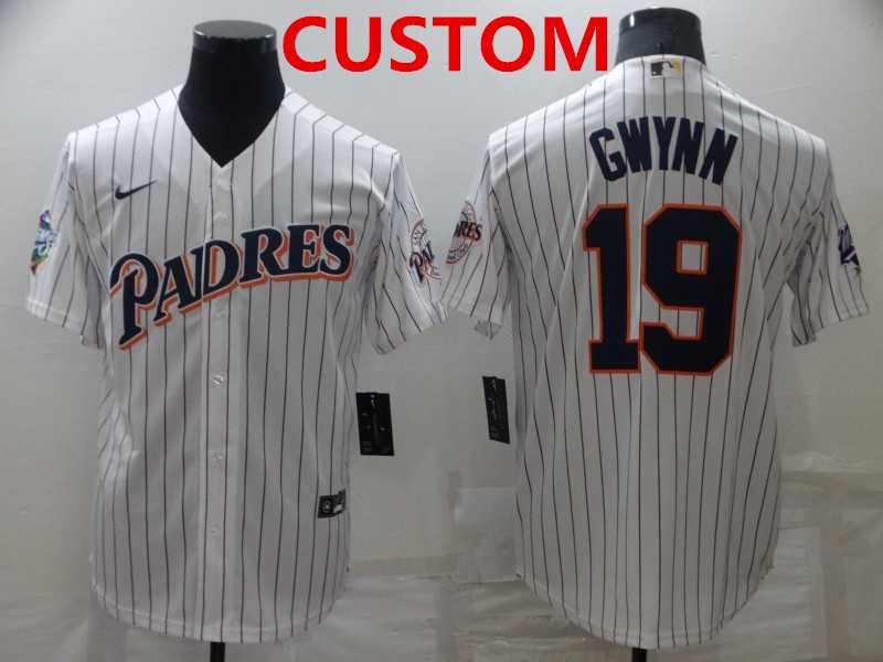 Mens San Diego Padres Custom White Cool Base Stitched Jersey